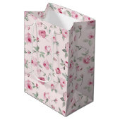 Mooie Roze Rozen Bloemrijke Bruidsdouche Medium Cadeauzakje (Voorkant Gekanteld)