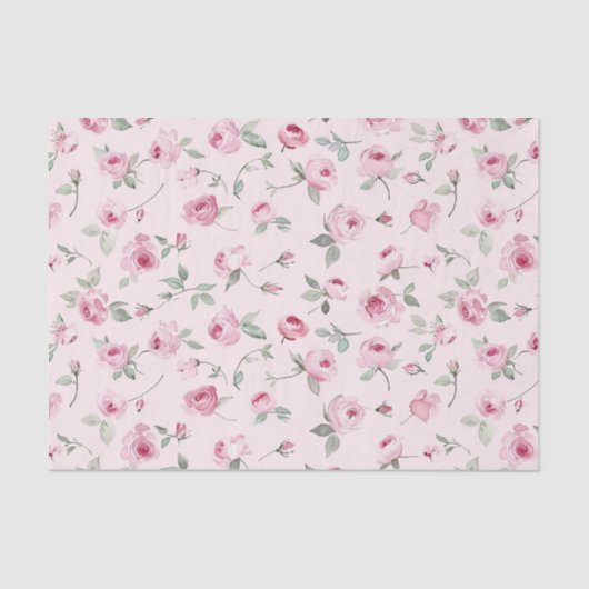 Mooie Roze Rozen Bloemrijke Bruidsdouche Tissuepapier (Voorkant)