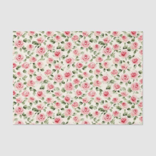 Mooie Roze Rozen Bloemrijke Bruidsdouche Tissuepapier (Voorkant)