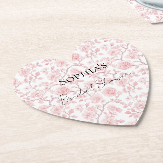 Mooie Roze Rozen Bloemrijke Bruiloftsdouche Kartonnen Onderzetters (Gekanteld)