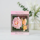 Mooie roze rozen briefkaart (Staand voorkant)