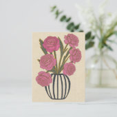 Mooie Roze Rozen Briefkaart (Staand voorkant)