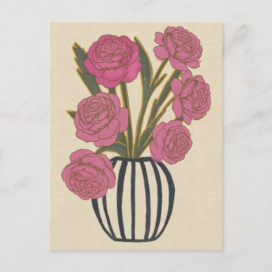 Mooie Roze Rozen Briefkaart (Voorkant)