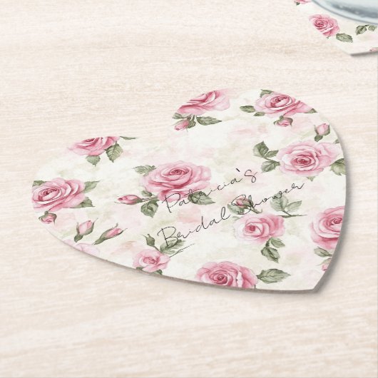 Mooie Roze Rozen Bruiloftsuitnodiging Kartonnen Onderzetters (Gekanteld)