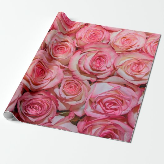 Mooie roze rozen cadeaupapier (Uitgerold)