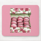 Mooie Roze Rozen Doos Macarons Muismat (Voorkant)