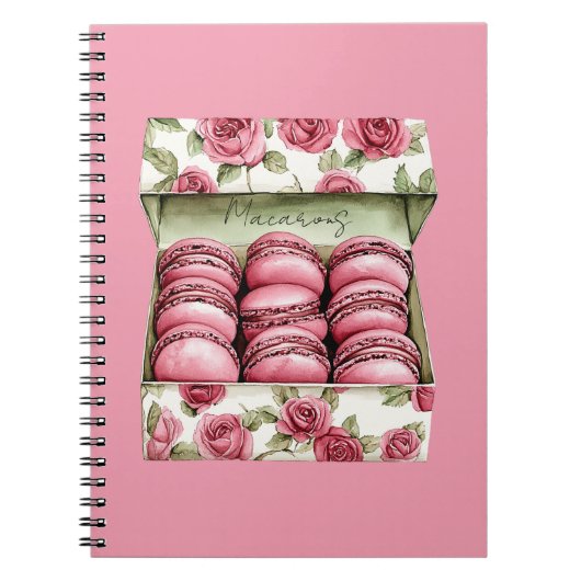 Mooie Roze Rozen Doos Macarons Notitieboek (Voorkant)