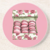 Mooie Roze Rozen Doos Macarons Zandsteen Onderzetter (Voorkant)
