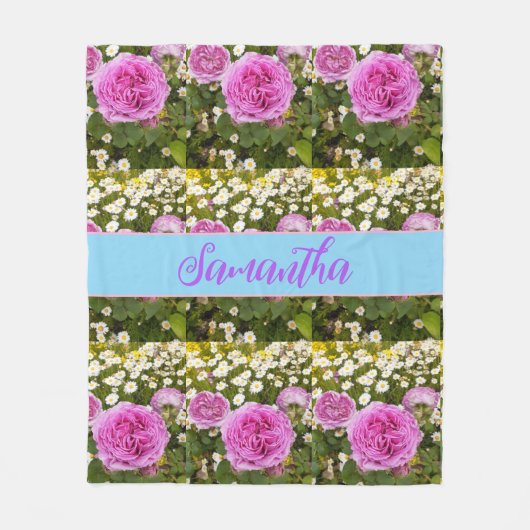 Mooie roze rozen en Daisies Floral Fleece Deken (Voorkant)