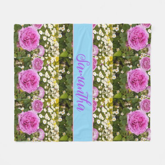 Mooie roze rozen en Daisies Floral Fleece Deken (Voorkant (Horizontaal))
