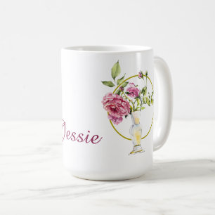 Mooie Roze Rozen en Vaas Koffiemok