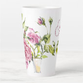 Mooie Roze Rozen en Vaas Latte Mok (Voorkant)