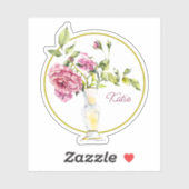 Mooie Roze Rozen en Vaas Sticker (Vel)