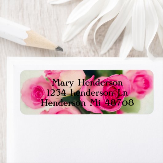 Mooie roze rozen etiket (Insitu)