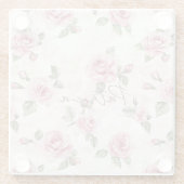 Mooie Roze Rozen Glazen Onderzetter (Achterkant)