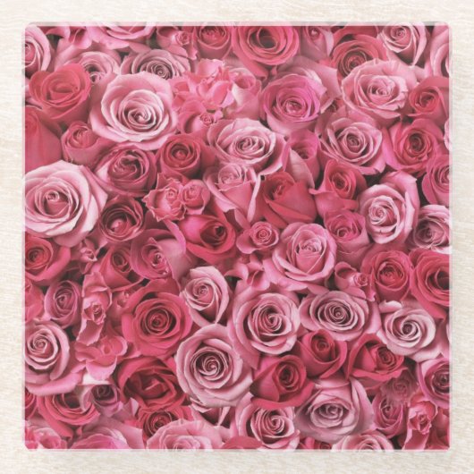 Mooie roze rozen glazen onderzetter (Voorkant)
