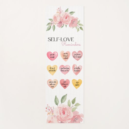 Mooie roze rozen hartvormige zelfliefde citaten yogamat (Voorkant)