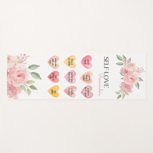 Mooie roze rozen hartvormige zelfliefde citaten yogamat (Voorkant (horizontaal))