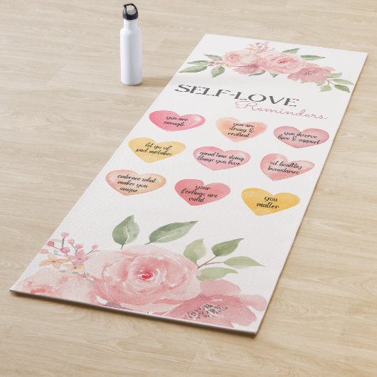 Mooie roze rozen hartvormige zelfliefde citaten yogamat (In situ)