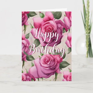 Mooie roze rozen houden van Floral Happy Birthday Kaart
