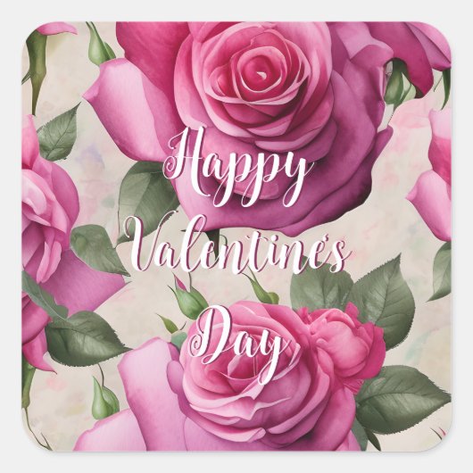 Mooie roze rozen houden van Valentijnsdag Vierkante Sticker (Voorkant)