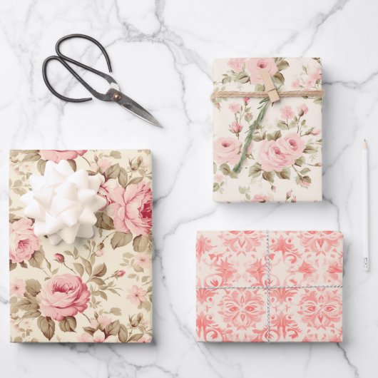 Mooie Roze Rozen Inpakpapier Vel (Voorkant)
