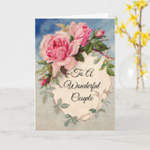 Mooie Roze Rozen Jubileum Wenskaart Kaart (Gele Bloem)