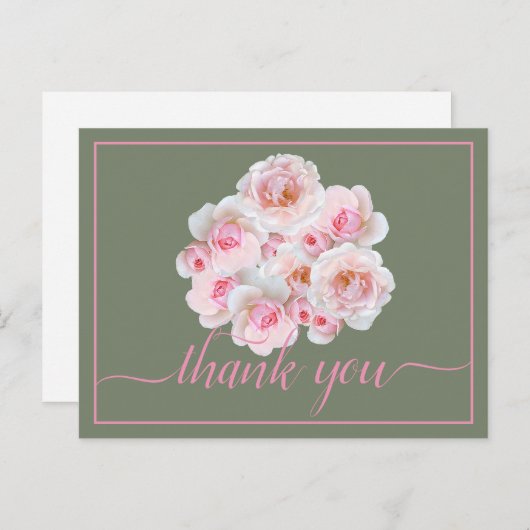 Mooie Roze Rozen Kleur Achtergrond Chic Bedankt Briefkaart (Voorkant / Achterkant)