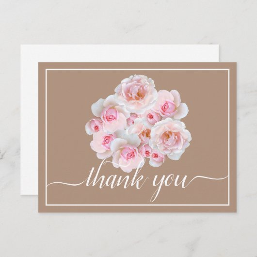 Mooie Roze Rozen Kleur Achtergrond Chic Bedankt Briefkaart (Voorkant / Achterkant)