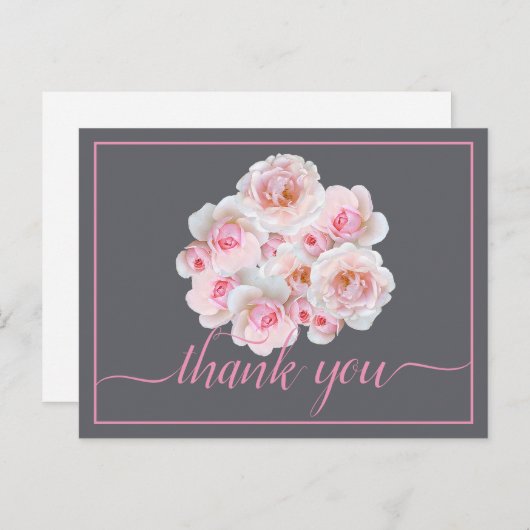 Mooie Roze Rozen Kleur Achtergrond Chic Bedankt Briefkaart (Voorkant / Achterkant)