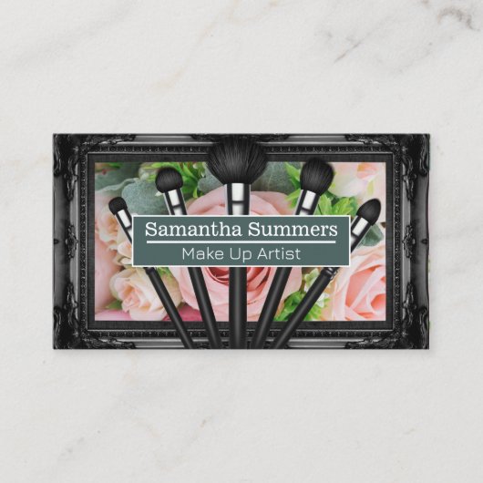Mooie roze rozen | Make-uppenselen Visitekaartje (Voorkant)