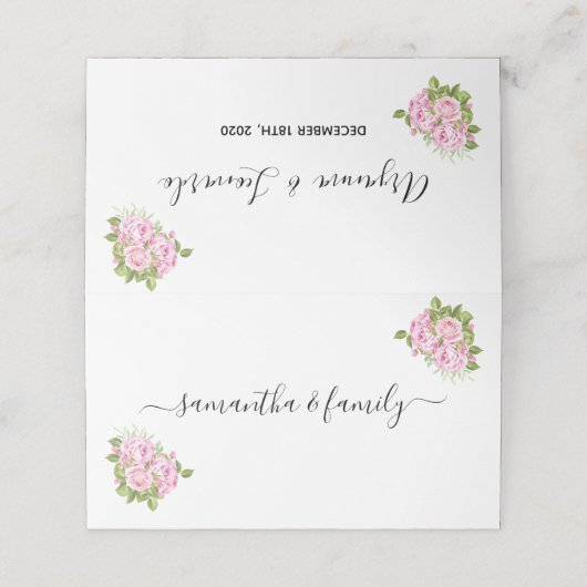 Mooie Roze Rozen map plaats kaarten Plaatskaartje (Buitenkant ongevouwen)