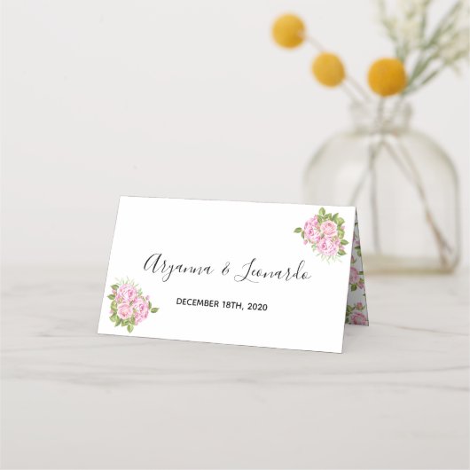 Mooie Roze Rozen map plaats kaarten Plaatskaartje (Achterkant)