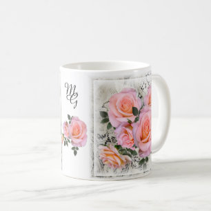 Mooie roze rozen met monogram koffiemok