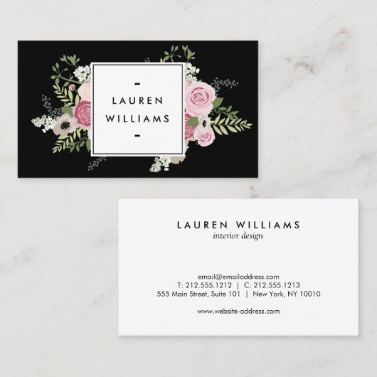Mooie Roze Rozen Moderne Elegantie II Visitekaartje (Voorkant / Achterkant)