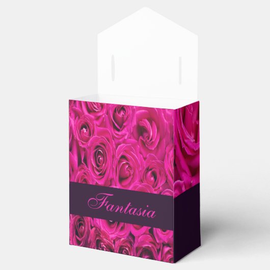 Mooie roze rozen monogram bedankdoosjes (Geopend)