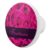 Mooie roze rozen monogram keramische knop (Rechts)