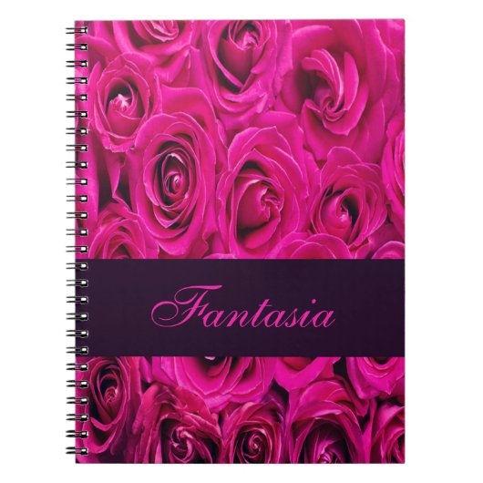 Mooie roze rozen monogram notitieboek (Voorkant)
