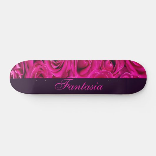 Mooie roze rozen monogram persoonlijk skateboard (Horizontaal)
