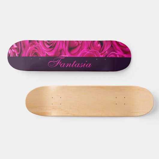 Mooie roze rozen monogram persoonlijk skateboard (Horizontaal)