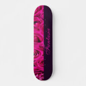 Mooie roze rozen monogram persoonlijk skateboard (Voorkant)