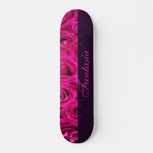 Mooie roze rozen monogram persoonlijk skateboard (Voorkant)