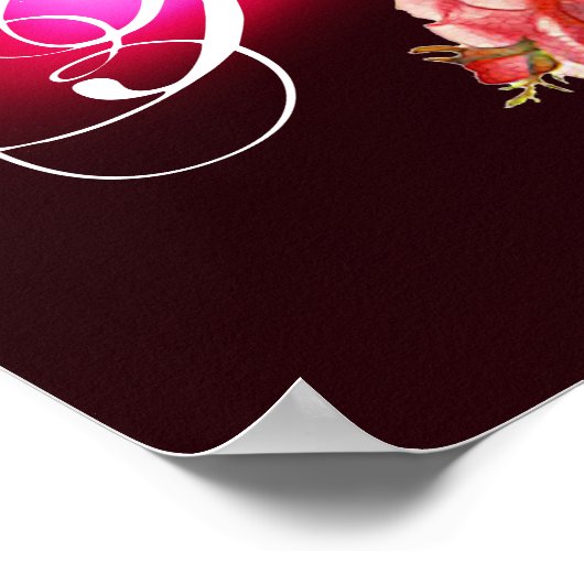 MOOIE ROZE ROZEN MONOGRAM POSTER (Hoek)