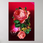 MOOIE ROZE ROZEN MONOGRAM POSTER (Voorkant)