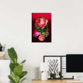 MOOIE ROZE ROZEN MONOGRAM POSTER (Thuiskantoor)