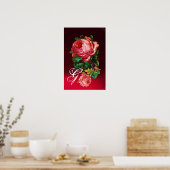 MOOIE ROZE ROZEN MONOGRAM POSTER (Keuken)