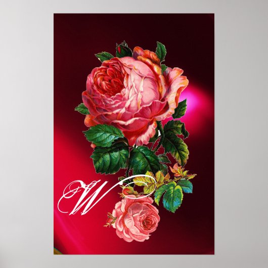 MOOIE ROZE ROZEN MONOGRAM POSTER (Voorkant)