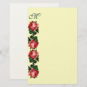 MOOIE ROZE ROZEN MONOGRAM, room Briefpapier (Voorkant / Achterkant)