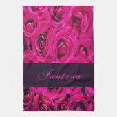 Mooie roze rozen monogram theedoek (Verticaal)