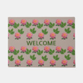 Mooie roze rozen op beige deurmat (Voorkant)